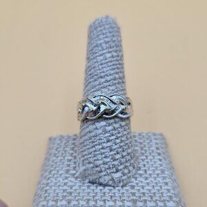 Size 8.75 Sterling Silver Children's Names Diamonds Band Ring A5664